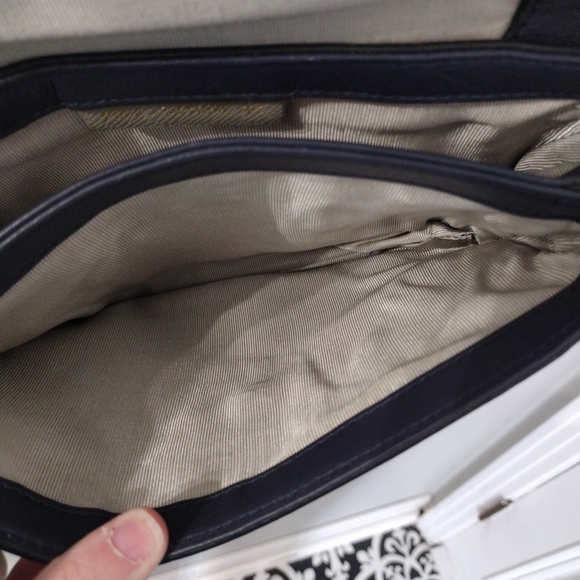 POUR LA VICTOIRE Boxy Crossbody Bag Satchel Purse Leather Navy Convertible.10 - Picture 8 of 10